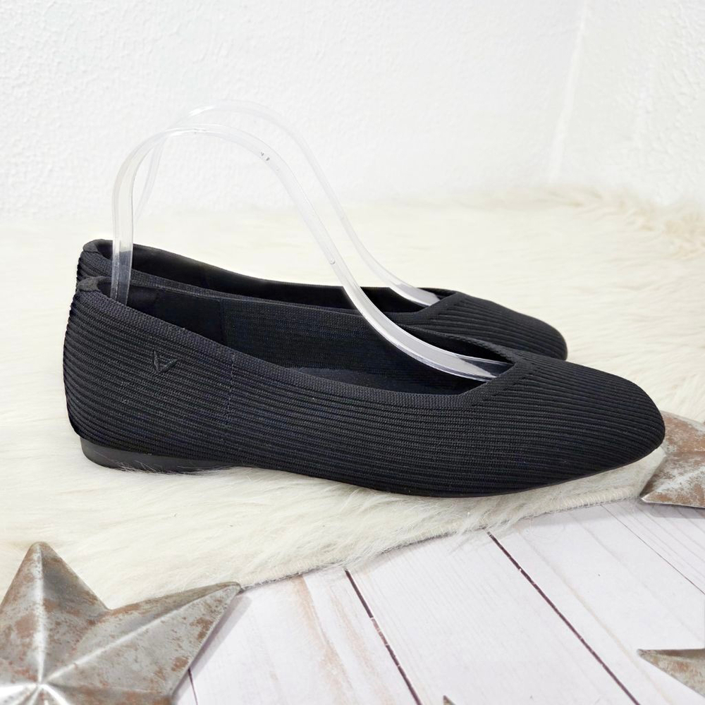 Vivaia Square-Toe V-Cut Ballet Flats Margot 2.0 black ribbed women's Size 40 EUC - Picture 3 of 5